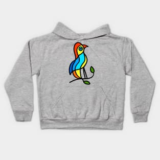 Color Bird on a Twig on Gray Kids Hoodie